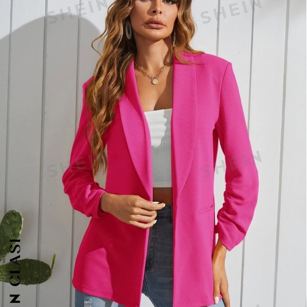 SHEIN Clasi Shawl Collar Solid Blazer
